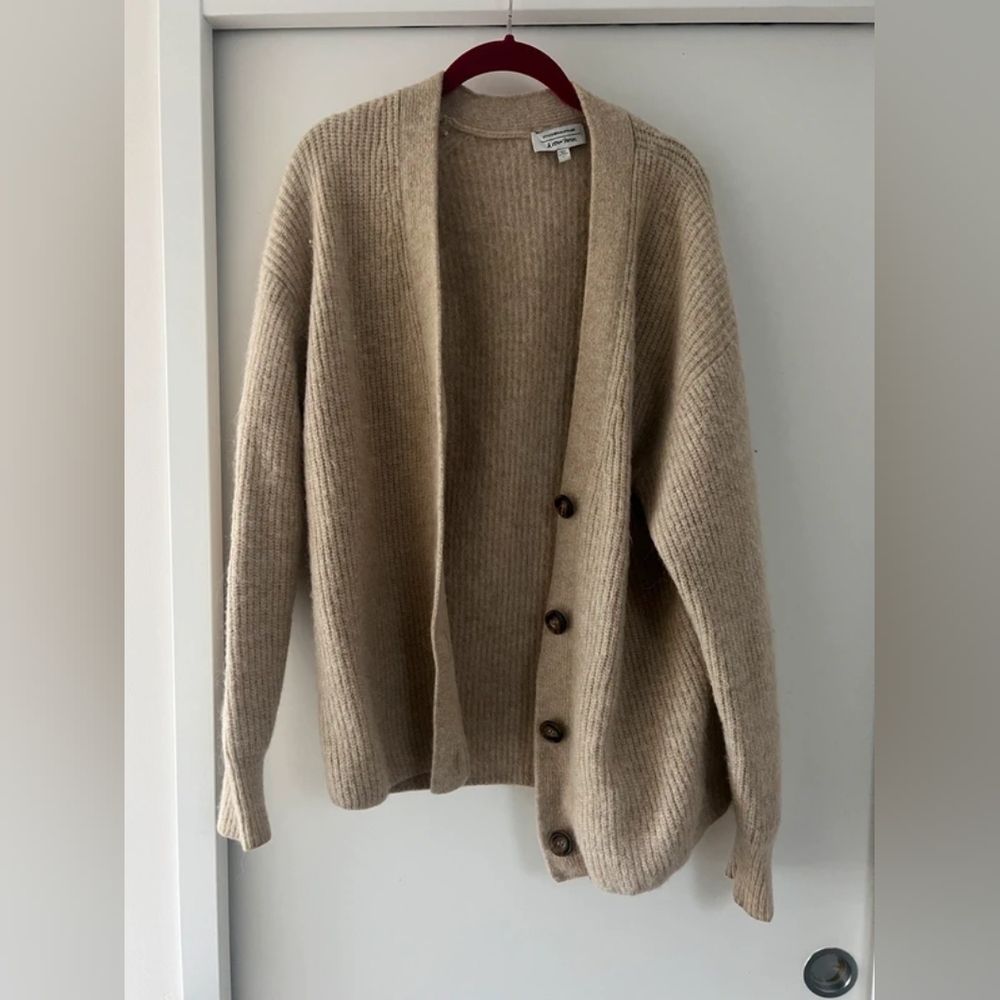 Men's Beige Cardigan Sweater